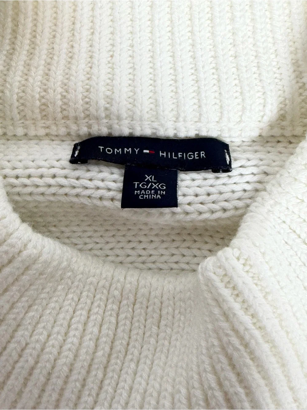 Tommy Hilfiger Blue and White Ombre Cable Turtleneck Sweater NWT Vintage XL